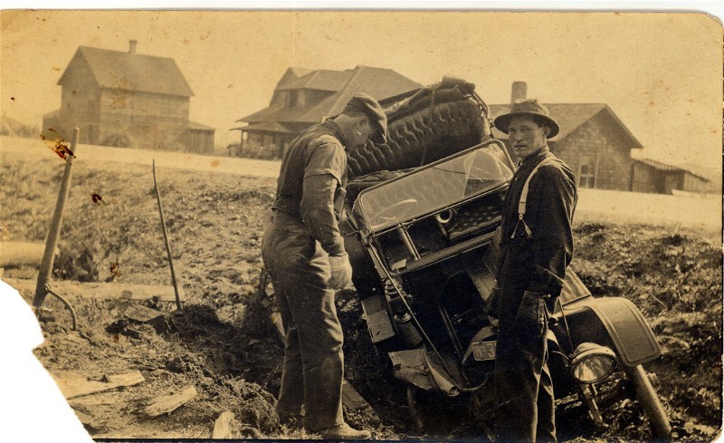 car in a ditch